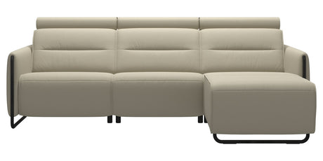 Paloma Leather Light Grey & Matte Black Arm Trim | Stressless Emily 2-Seater Sofa with Long Seat | Valley Ridge Furniture