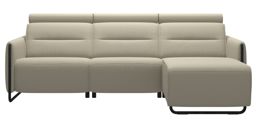 Paloma Leather Light Grey & Matte Black Arm Trim | Stressless Emily 2-Seater Sofa with Long Seat | Valley Ridge Furniture