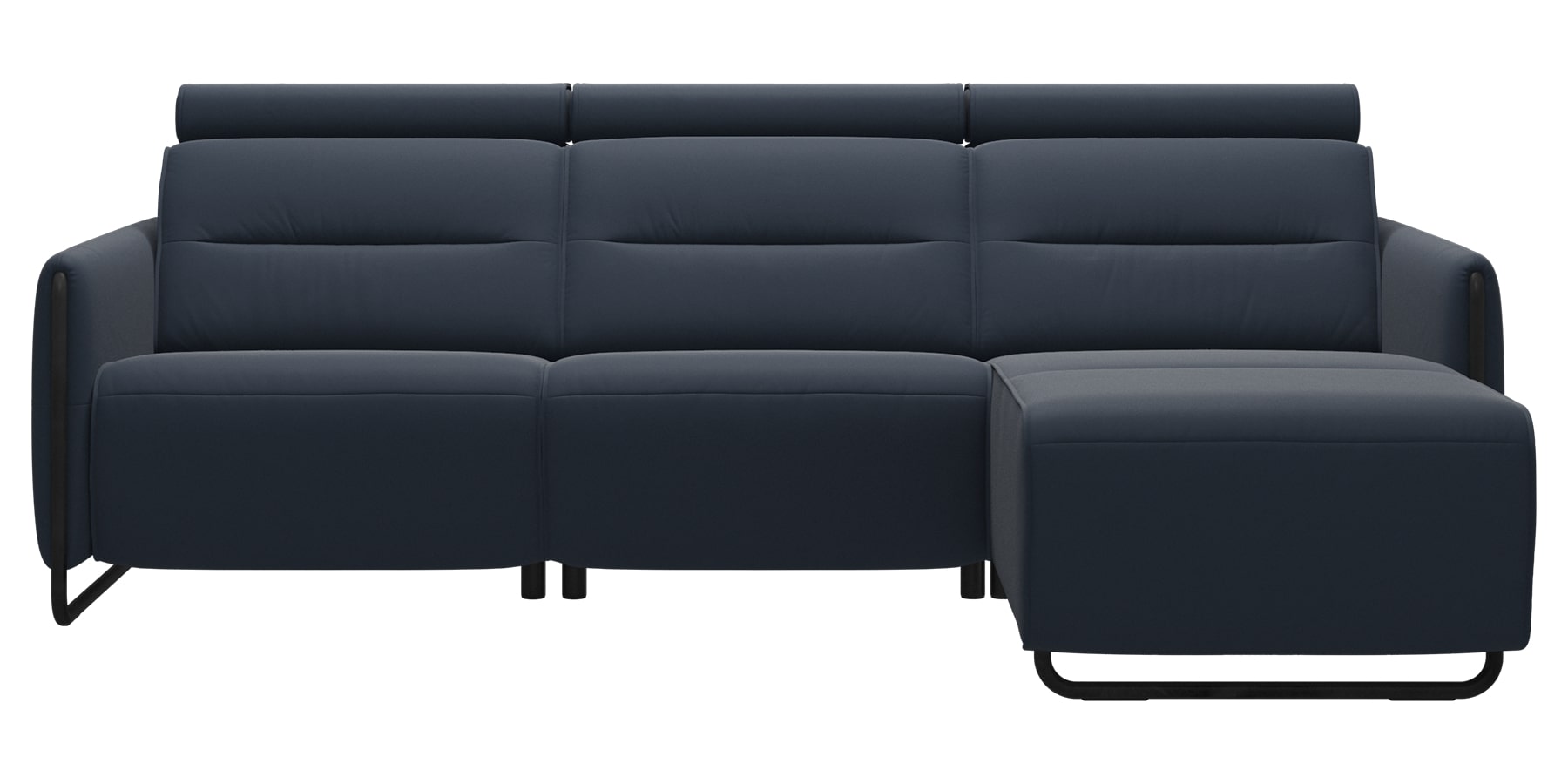 Paloma Leather Oxford Blue &amp; Matte Black Arm Trim | Stressless Emily 2-Seater Sofa with Long Seat | Valley Ridge Furniture