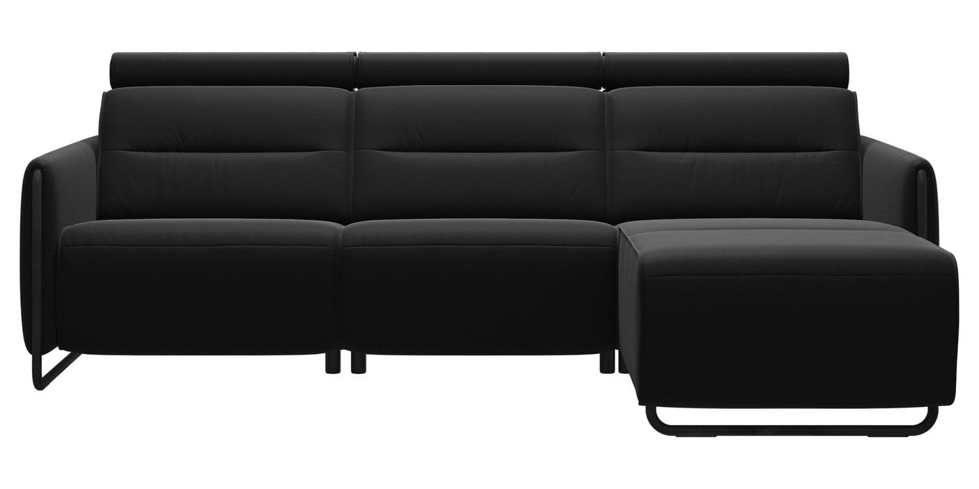 Paloma Leather Black & Matte Black Arm Trim | Stressless Emily 2-Seater Sofa with Long Seat | Valley Ridge Furniture