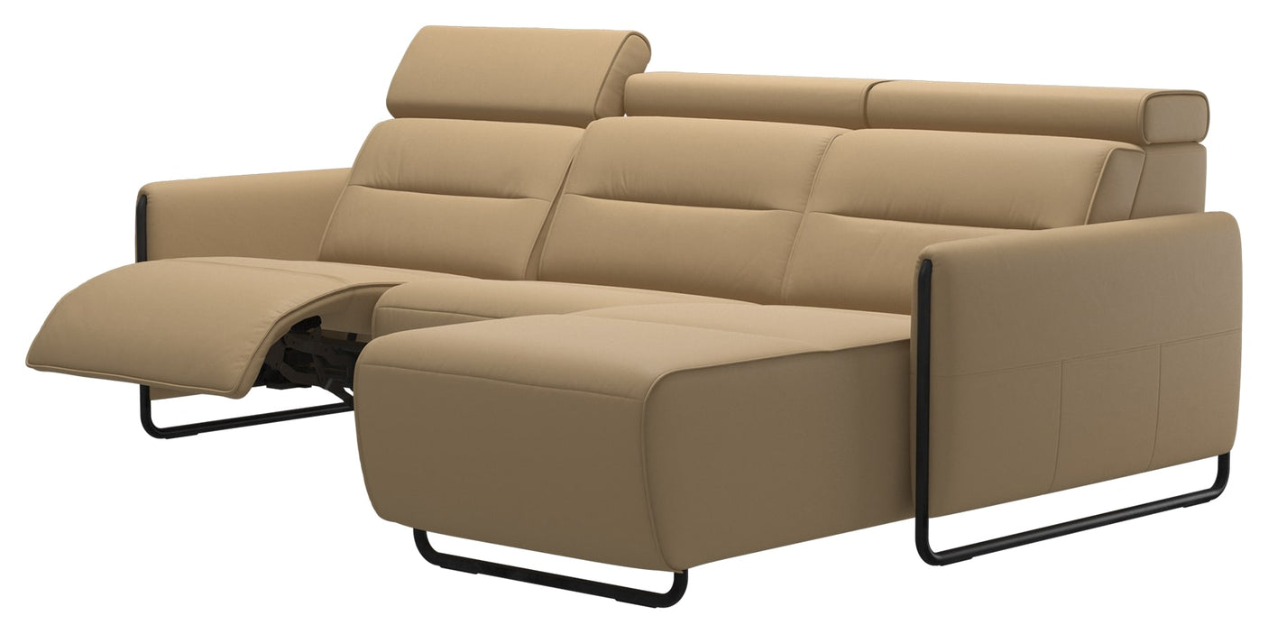 Paloma Leather Sand & Matte Black Arm Trim | Stressless Emily 2-Seater Sofa with Long Seat | Valley Ridge Furniture