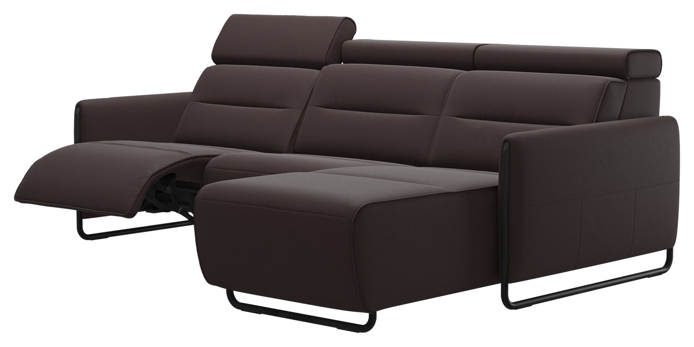 Paloma Leather Chocolate & Matte Black Arm Trim | Stressless Emily 2-Seater Sofa with Long Seat | Valley Ridge Furniture