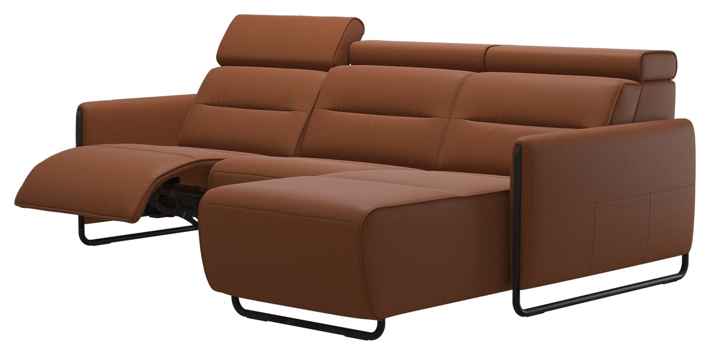 Paloma Leather New Cognac & Matte Black Arm Trim | Stressless Emily 2-Seater Sofa with Long Seat | Valley Ridge Furniture