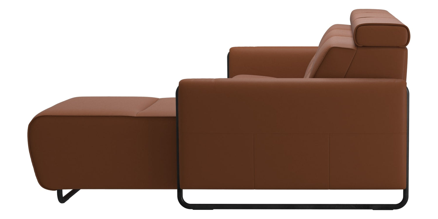 Paloma Leather New Cognac & Matte Black Arm Trim | Stressless Emily 2-Seater Sofa with Long Seat | Valley Ridge Furniture