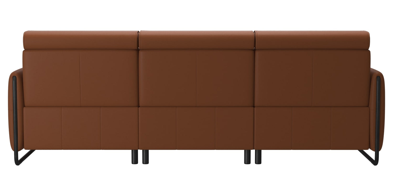 Paloma Leather New Cognac & Matte Black Arm Trim | Stressless Emily 2-Seater Sofa with Long Seat | Valley Ridge Furniture