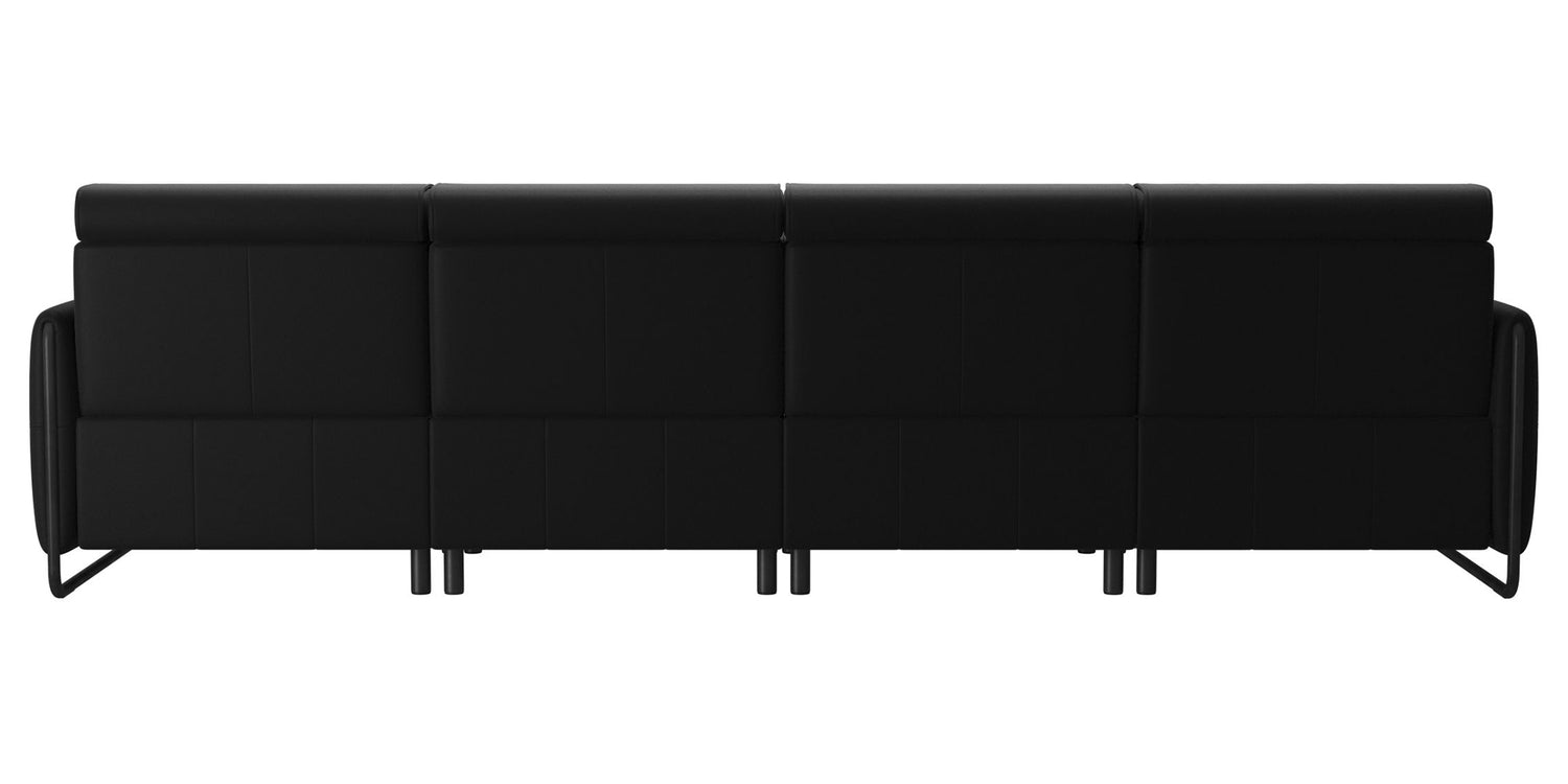 Paloma Leather Black & Matte Black Arm Trim | Stressless Emily 3-Seater Sofa with Long Seat | Valley Ridge Furniture