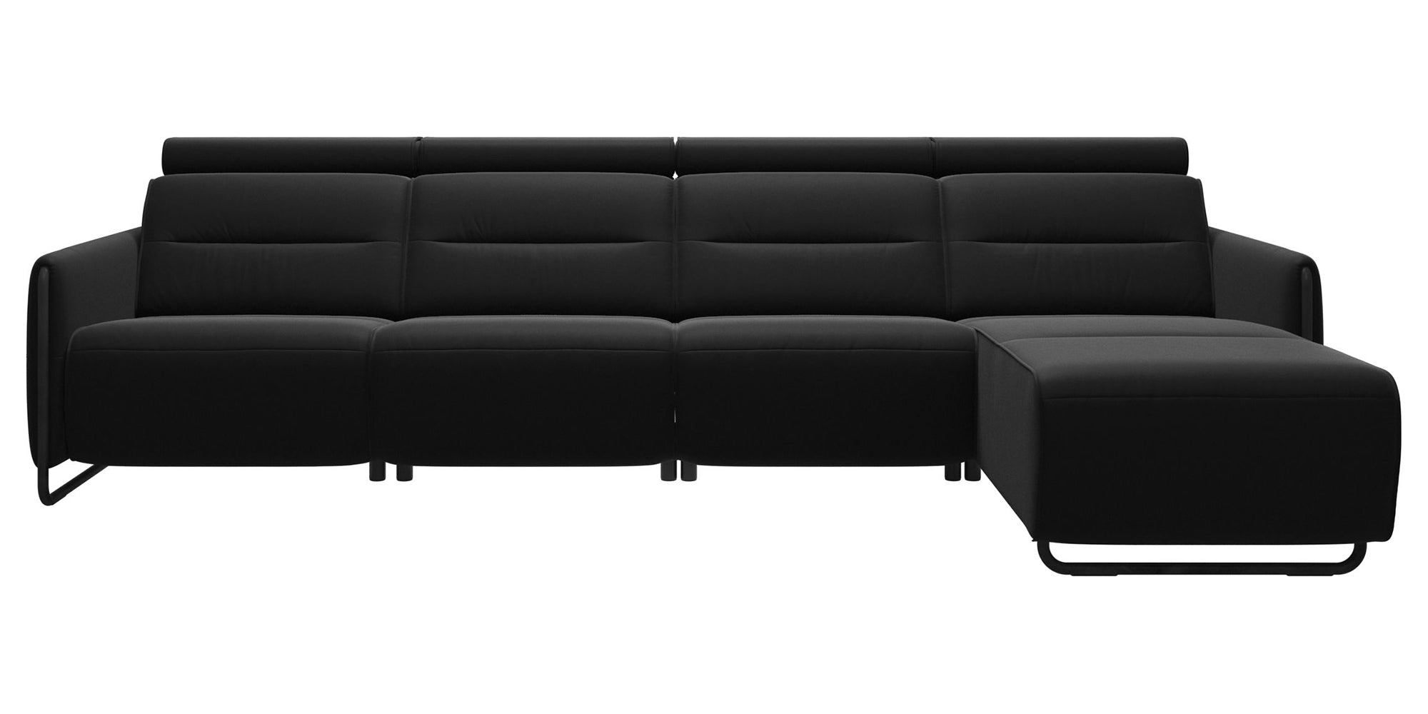Paloma Leather Black &amp; Matte Black Arm Trim | Stressless Emily 3-Seater Sofa with Long Seat | Valley Ridge Furniture