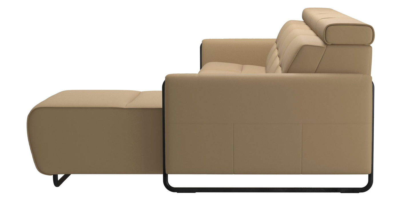 Paloma Leather Sand & Matte Black Arm Trim | Stressless Emily 3-Seater Sofa with Long Seat | Valley Ridge Furniture