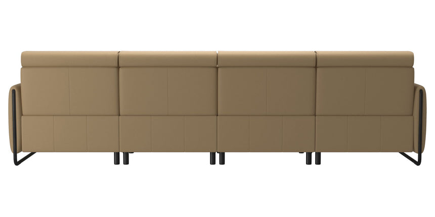 Paloma Leather Sand & Matte Black Arm Trim | Stressless Emily 3-Seater Sofa with Long Seat | Valley Ridge Furniture