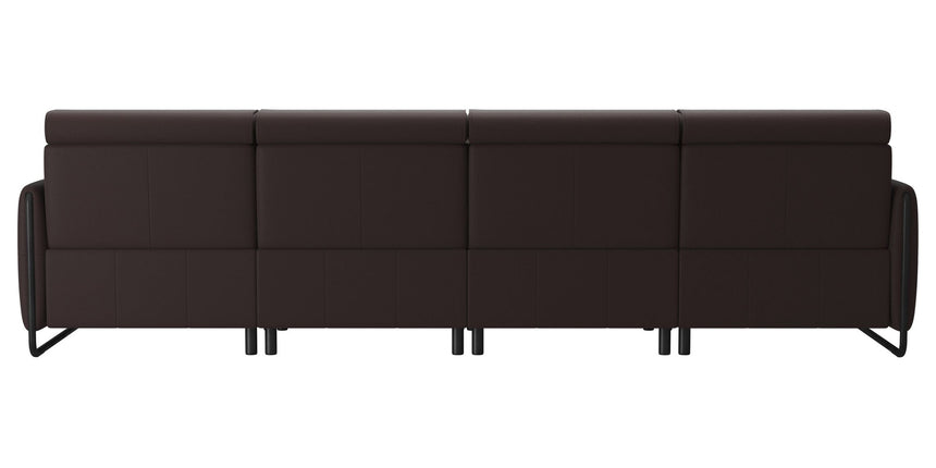 Paloma Leather Chocolate & Matte Black Arm Trim | Stressless Emily 3-Seater Sofa with Long Seat | Valley Ridge Furniture