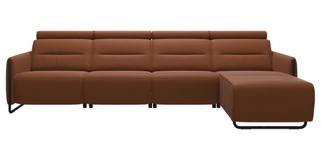 Paloma Leather New Cognac & Matte Black Arm Trim | Stressless Emily 3-Seater Sofa with Long Seat | Valley Ridge Furniture