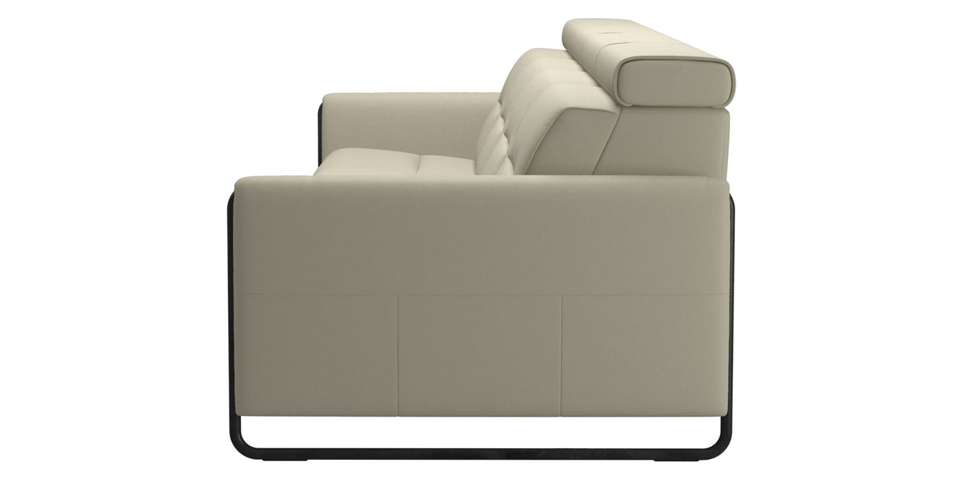 Paloma Leather Light Grey & Matte Black Arm Trim | Stressless Emily 4-Seater Sofa | Valley Ridge Furniture
