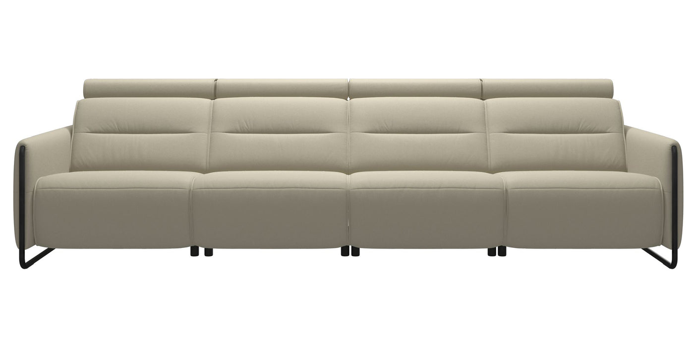 Paloma Leather Light Grey & Matte Black Arm Trim | Stressless Emily 4-Seater Sofa | Valley Ridge Furniture