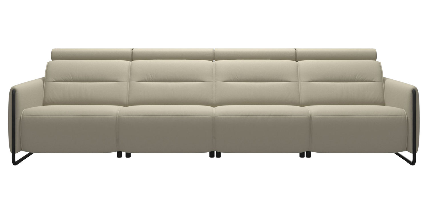 Paloma Leather Light Grey & Matte Black Arm Trim | Stressless Emily 4-Seater Sofa | Valley Ridge Furniture