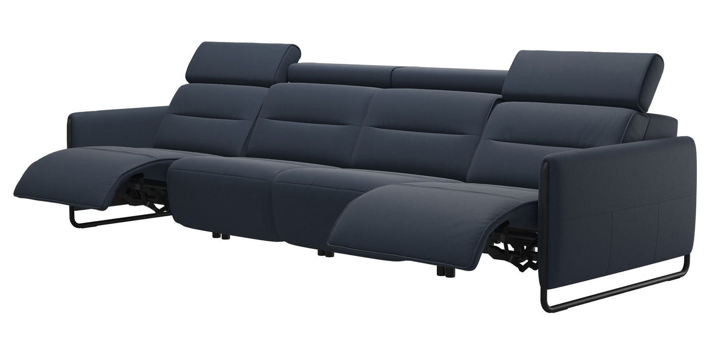 Paloma Leather Oxford Blue & Matte Black Arm Trim | Stressless Emily 4-Seater Sofa | Valley Ridge Furniture