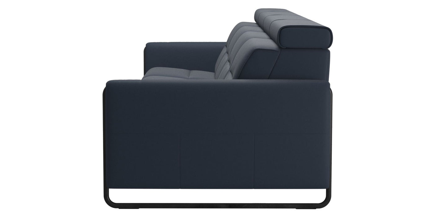 Paloma Leather Oxford Blue & Matte Black Arm Trim | Stressless Emily 4-Seater Sofa | Valley Ridge Furniture
