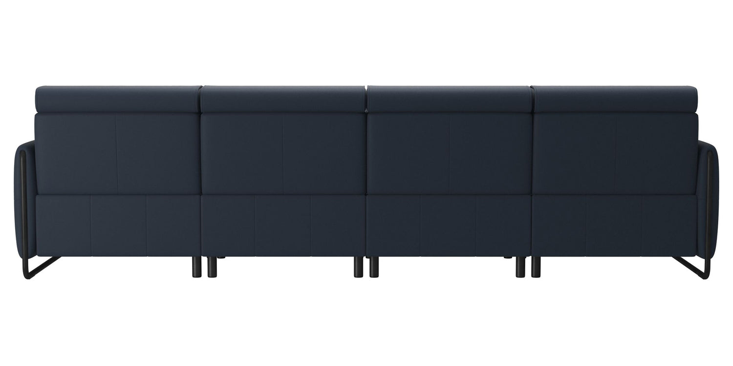 Paloma Leather Oxford Blue & Matte Black Arm Trim | Stressless Emily 4-Seater Sofa | Valley Ridge Furniture