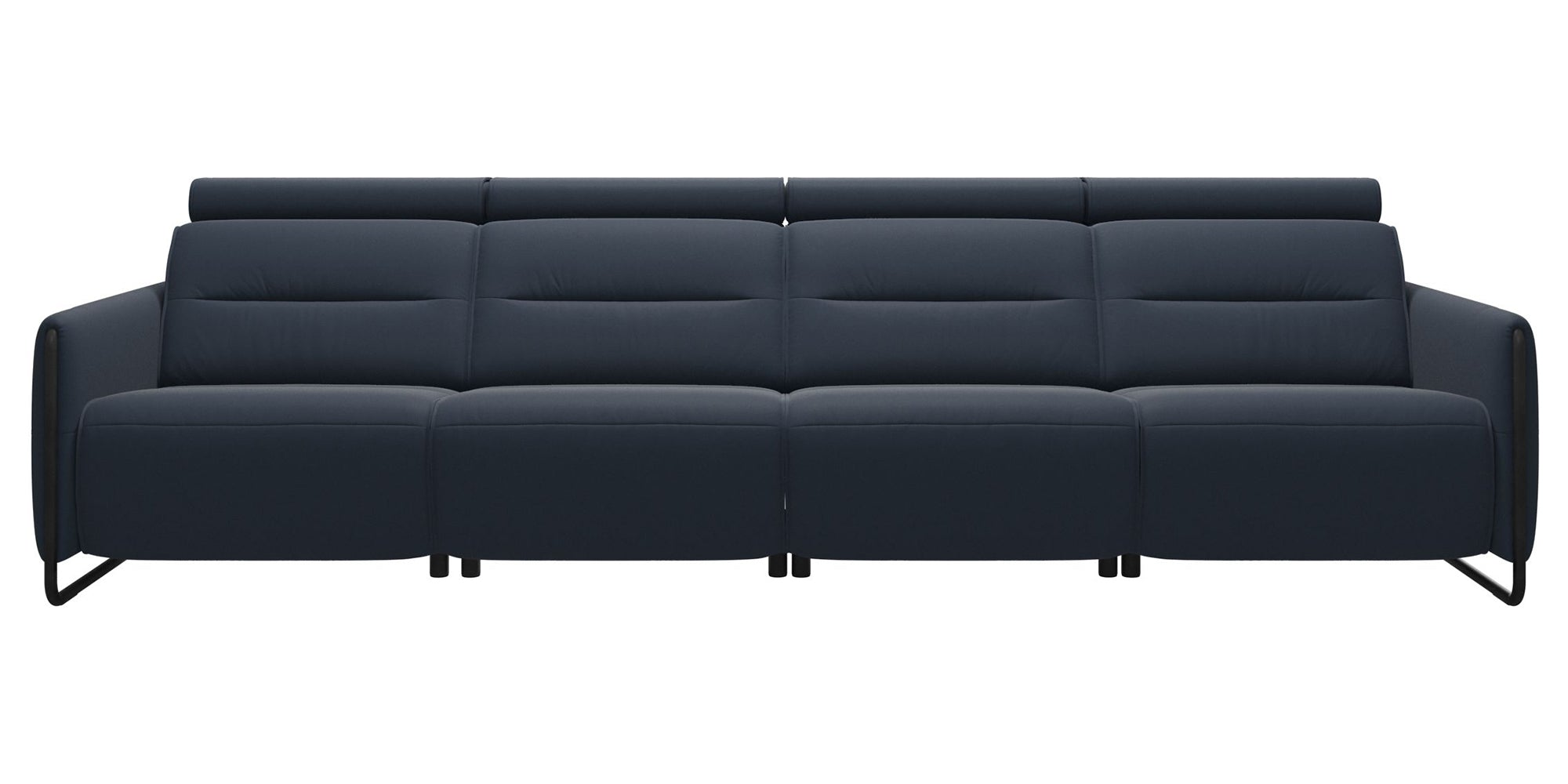 Paloma Leather Oxford Blue & Matte Black Arm Trim | Stressless Emily 4-Seater Sofa | Valley Ridge Furniture