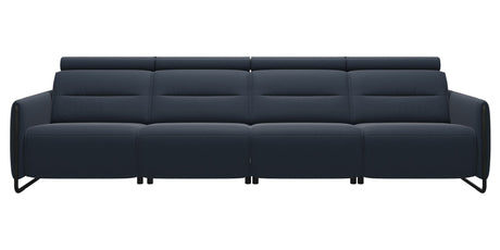Paloma Leather Oxford Blue & Matte Black Arm Trim | Stressless Emily 4-Seater Sofa | Valley Ridge Furniture