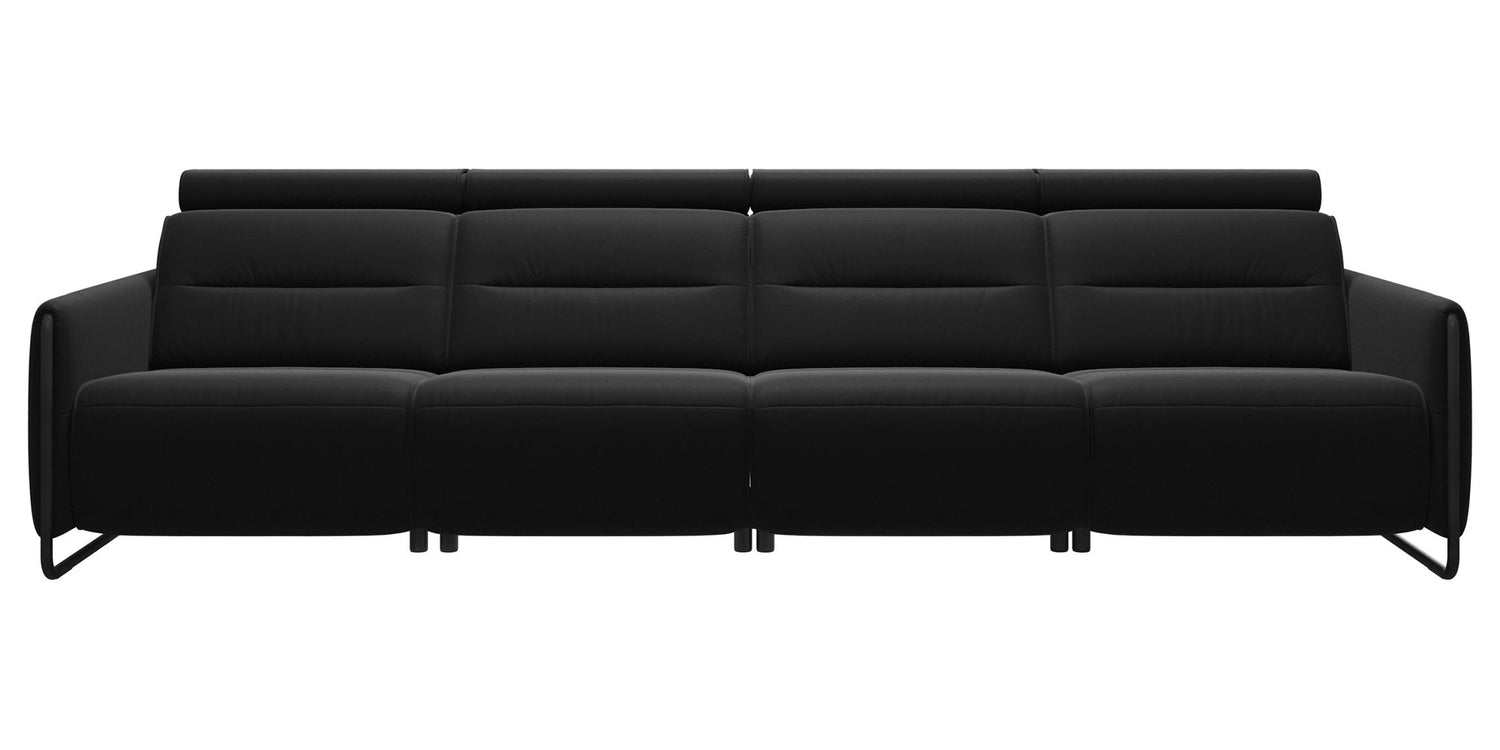 Paloma Leather Black & Matte Black Arm Trim | Stressless Emily 4-Seater Sofa | Valley Ridge Furniture