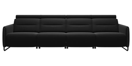 Paloma Leather Black & Matte Black Arm Trim | Stressless Emily 4-Seater Sofa | Valley Ridge Furniture