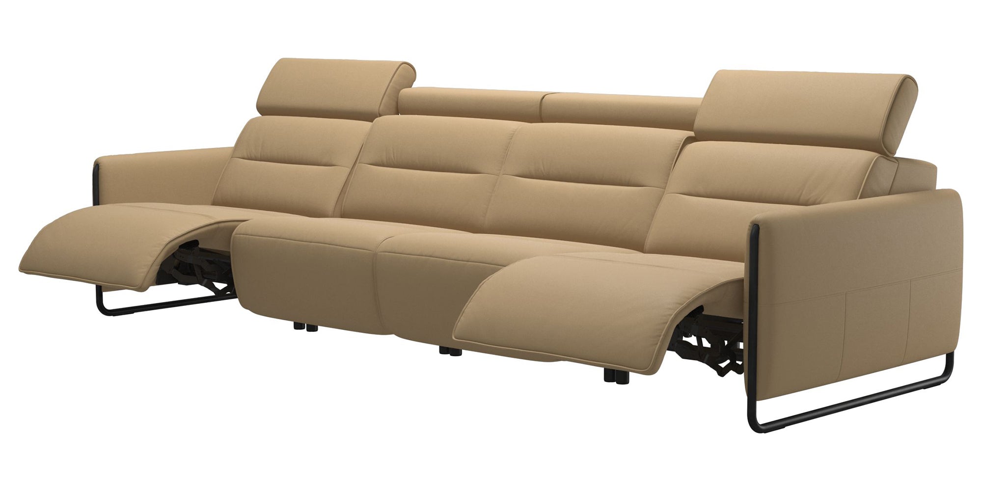 Paloma Leather Sand & Matte Black Arm Trim | Stressless Emily 4-Seater Sofa | Valley Ridge Furniture