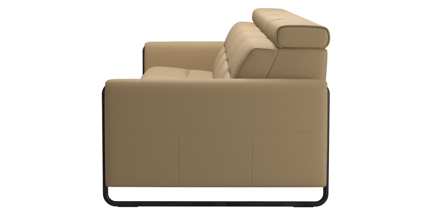 Paloma Leather Sand & Matte Black Arm Trim | Stressless Emily 4-Seater Sofa | Valley Ridge Furniture