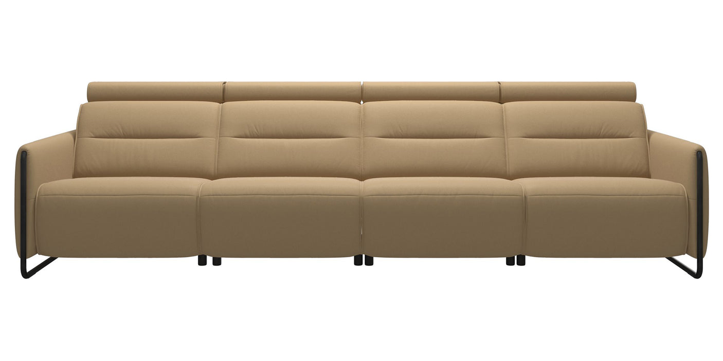 Paloma Leather Sand & Matte Black Arm Trim | Stressless Emily 4-Seater Sofa | Valley Ridge Furniture