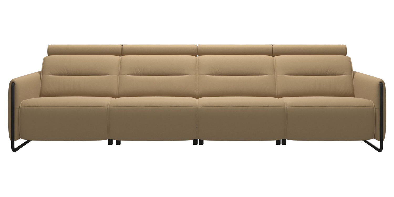 Paloma Leather Sand & Matte Black Arm Trim | Stressless Emily 4-Seater Sofa | Valley Ridge Furniture
