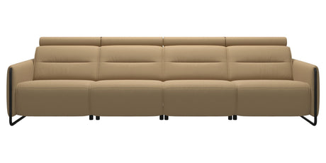 Paloma Leather Sand & Matte Black Arm Trim | Stressless Emily 4-Seater Sofa | Valley Ridge Furniture