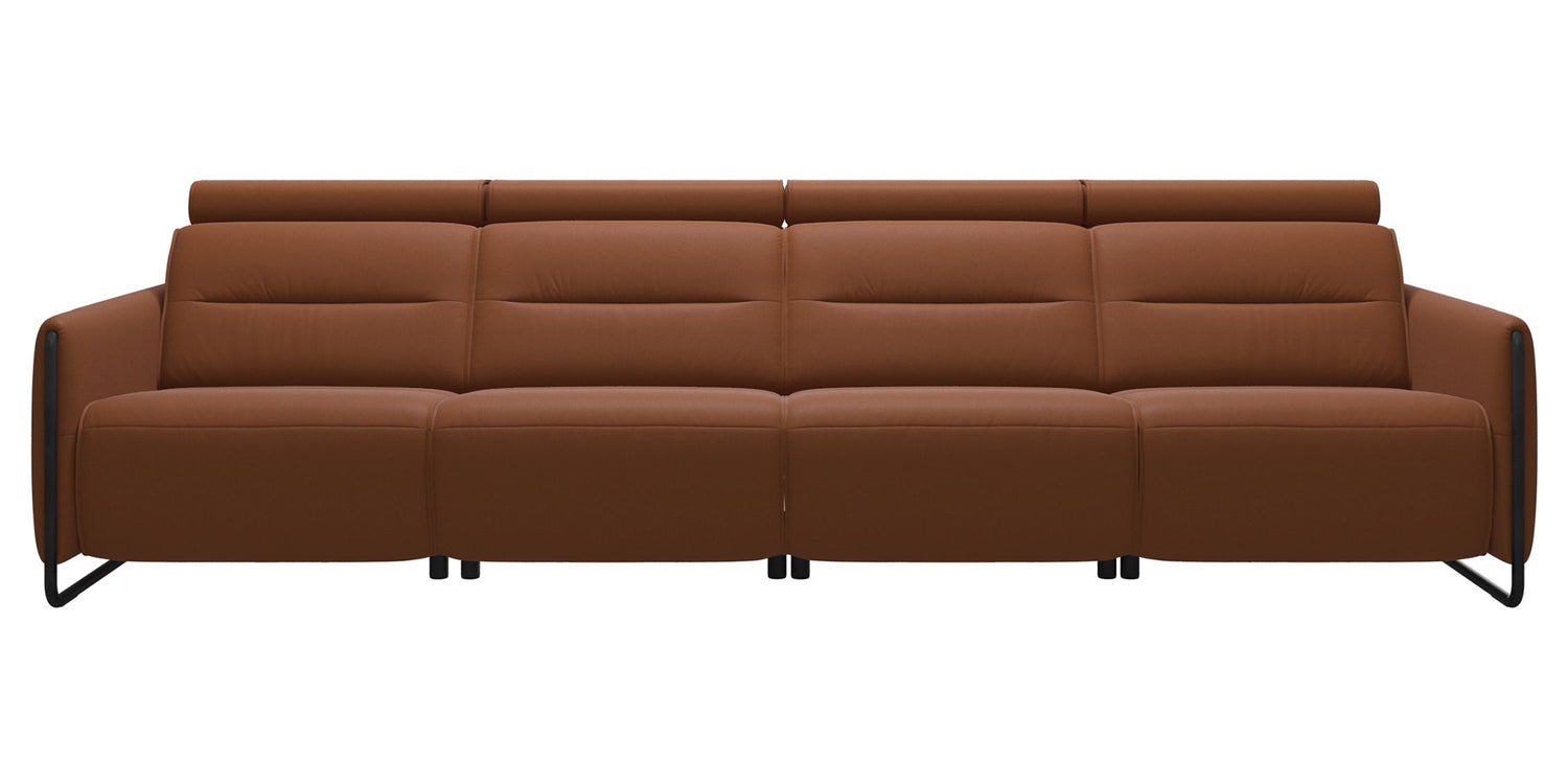 Paloma Leather New Cognac & Matte Black Arm Trim | Stressless Emily 4-Seater Sofa | Valley Ridge Furniture