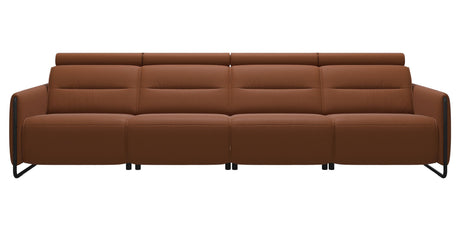 Paloma Leather New Cognac & Matte Black Arm Trim | Stressless Emily 4-Seater Sofa | Valley Ridge Furniture