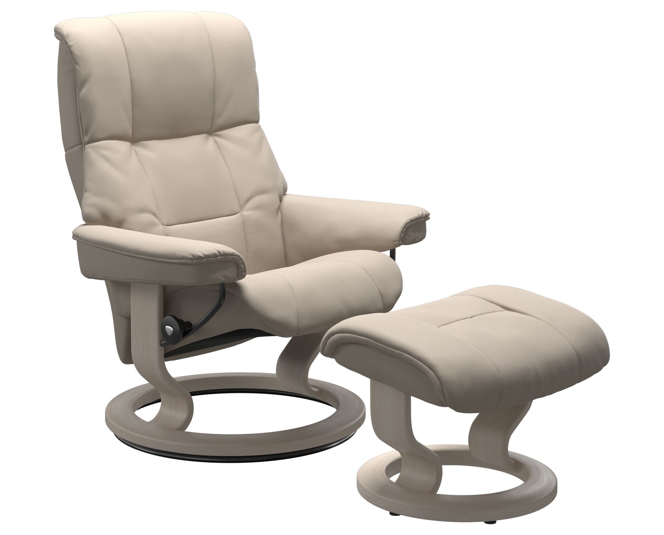 Paloma Leather Fog S/M/L and Whitewash Base | Stressless Mayfair Classic Recliner | Valley Ridge Furniture