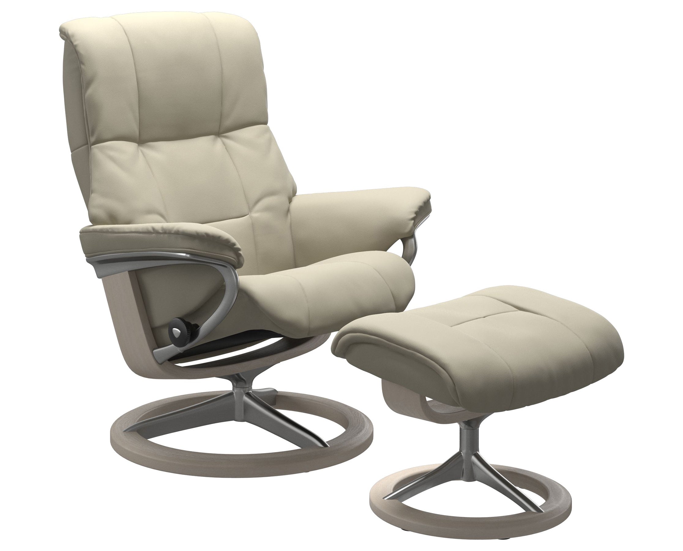 Paloma Leather Light Grey S/M/L and Whitewash Base | Stressless Mayfair Signature Recliner | Valley Ridge Furniture
