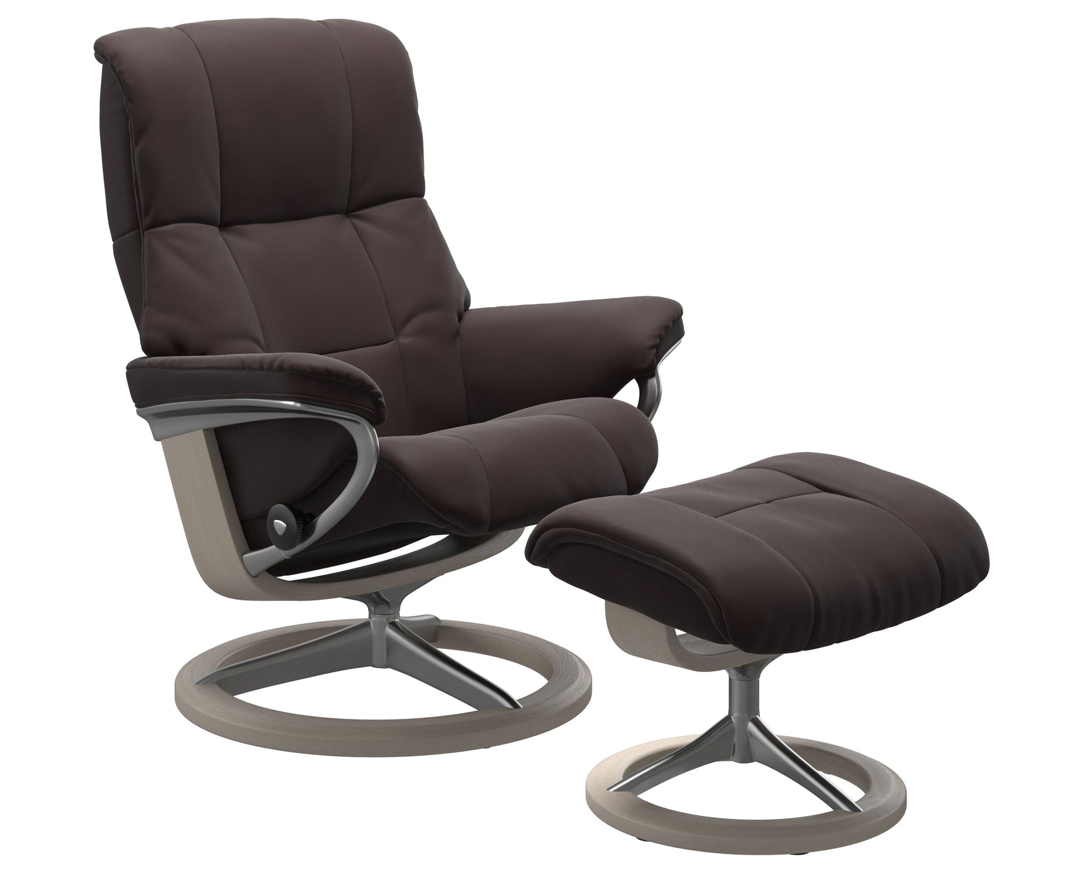 Paloma Leather Chocolate S/M/L and Whitewash Base | Stressless Mayfair Signature Recliner | Valley Ridge Furniture