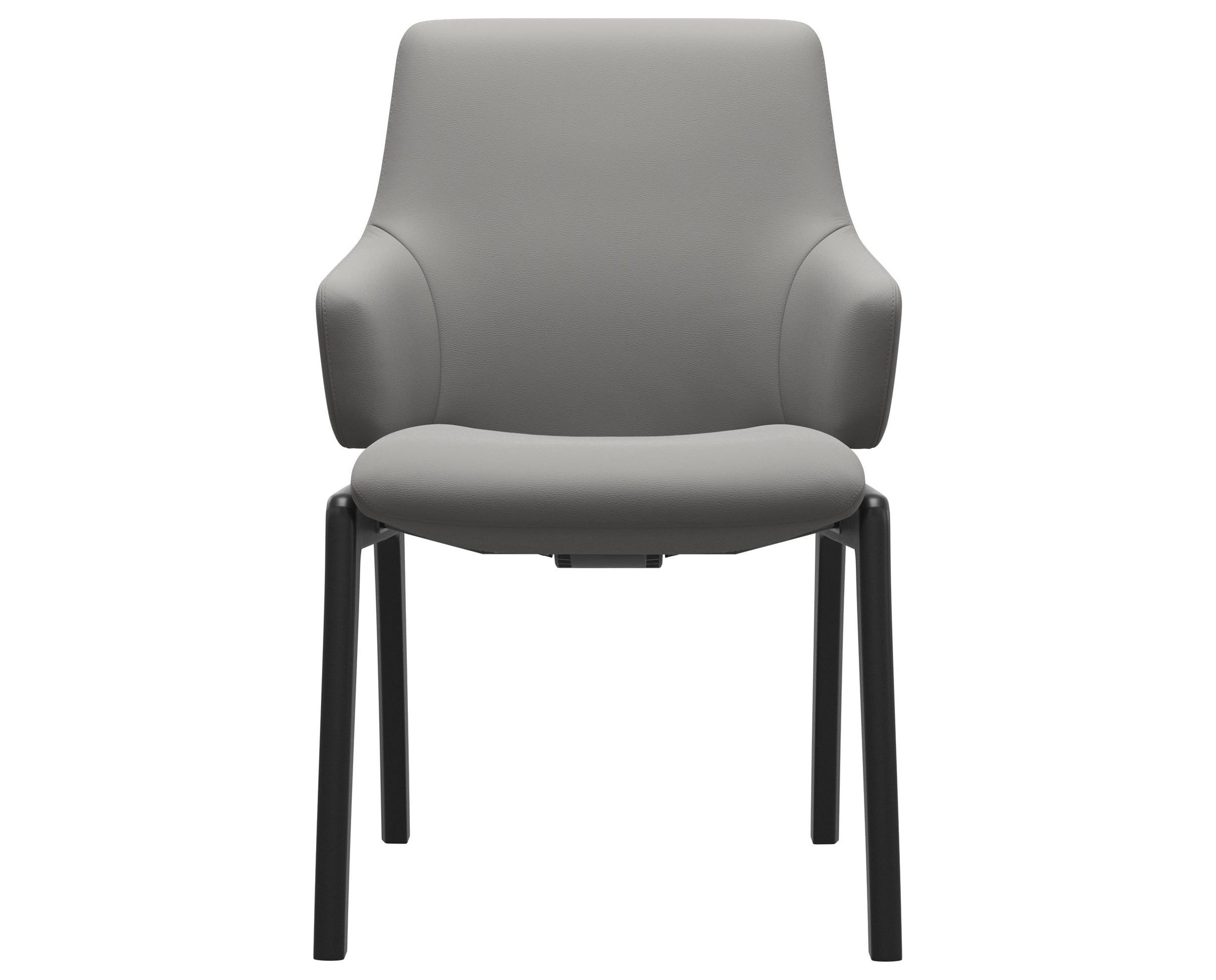 Paloma Leather Silver Grey and Black Base | Stressless Laurel Low Back D100 Dining Chair w/Arms | Valley Ridge Furniture