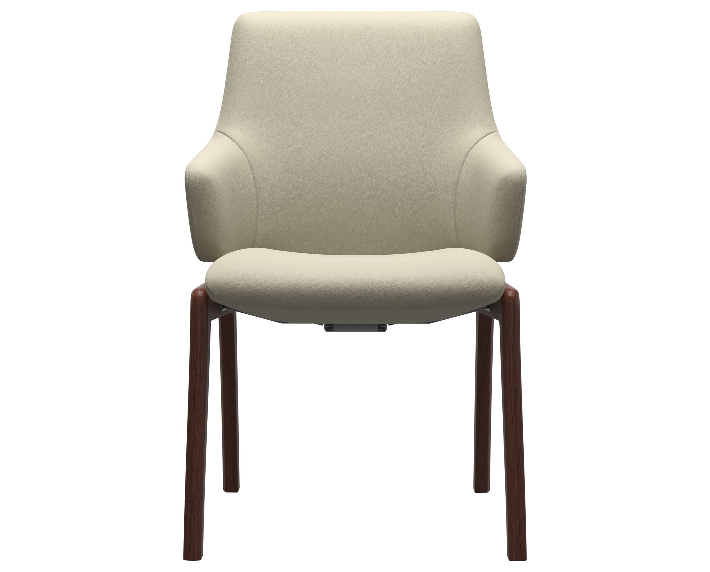 Paloma Leather Light Grey and Walnut Base | Stressless Laurel Low Back D100 Dining Chair w/Arms | Valley Ridge Furniture