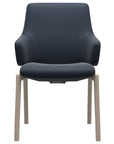 Paloma Leather Oxford Blue and Whitewash Base | Stressless Laurel Low Back D100 Dining Chair w/Arms | Valley Ridge Furniture