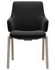 Paloma Leather Black and Whitewash Base | Stressless Laurel Low Back D100 Dining Chair w/Arms | Valley Ridge Furniture