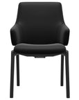 Paloma Leather Black and Black Base | Stressless Laurel Low Back D100 Dining Chair w/Arms | Valley Ridge Furniture