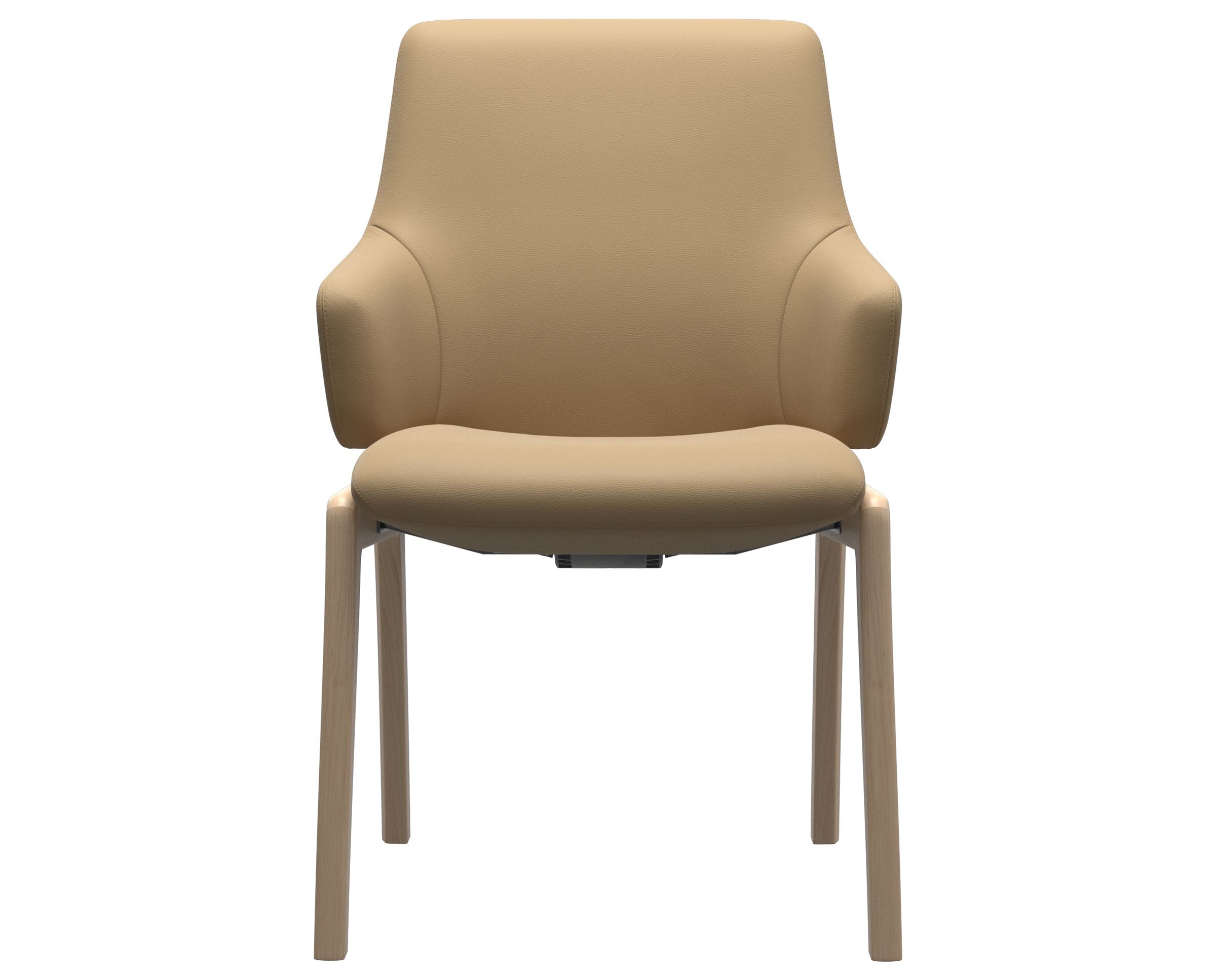 Paloma Leather Sand and Natural Base | Stressless Laurel Low Back D100 Dining Chair w/Arms | Valley Ridge Furniture