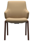 Paloma Leather Sand and Walnut Base | Stressless Laurel Low Back D100 Dining Chair w/Arms | Valley Ridge Furniture