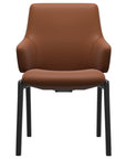 Paloma Leather New Cognac and Black Base | Stressless Laurel Low Back D100 Dining Chair w/Arms | Valley Ridge Furniture