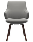 Paloma Leather Silver Grey and Walnut Base | Stressless Laurel Low Back D200 Dining Chair w/Arms | Valley Ridge Furniture