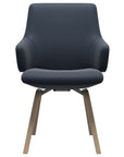 Paloma Leather Oxford Blue and Natural Base | Stressless Laurel Low Back D200 Dining Chair w/Arms | Valley Ridge Furniture