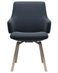 Paloma Leather Oxford Blue and Whitewash Base | Stressless Laurel Low Back D200 Dining Chair w/Arms | Valley Ridge Furniture