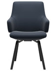 Paloma Leather Oxford Blue and Black Base | Stressless Laurel Low Back D200 Dining Chair w/Arms | Valley Ridge Furniture