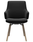 Paloma Leather Black and Natural Base | Stressless Laurel Low Back D200 Dining Chair w/Arms | Valley Ridge Furniture