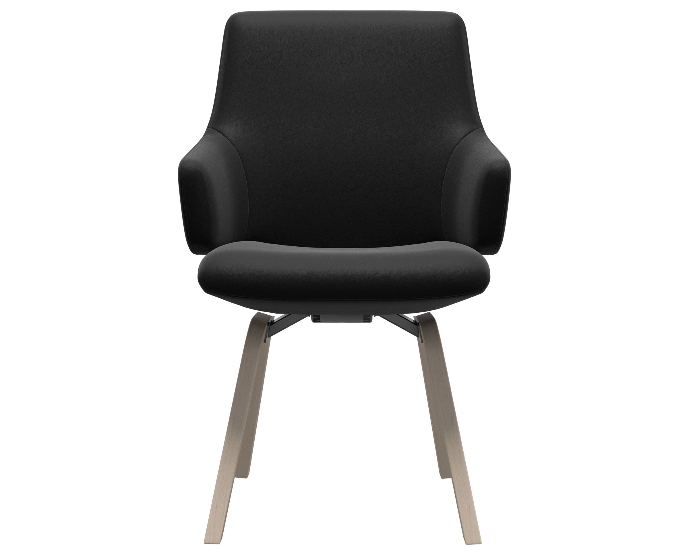 Paloma Leather Black and Whitewash Base | Stressless Laurel Low Back D200 Dining Chair w/Arms | Valley Ridge Furniture