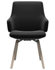 Paloma Leather Black and Whitewash Base | Stressless Laurel Low Back D200 Dining Chair w/Arms | Valley Ridge Furniture